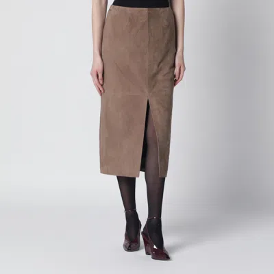 Rotate Birger Christensen Rotate Birgerchristensen Brown Suede Pencil Skirt