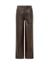 Rotate Birger Christensen Rotate Brown Woven Faux Leather Pants In Animal Print