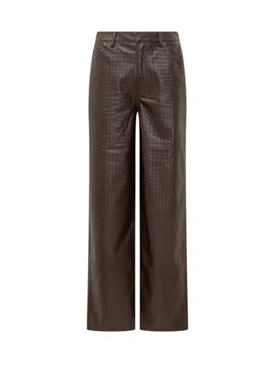 Rotate Birger Christensen Rotate Brown Woven Faux Leather Pants In Animal Print