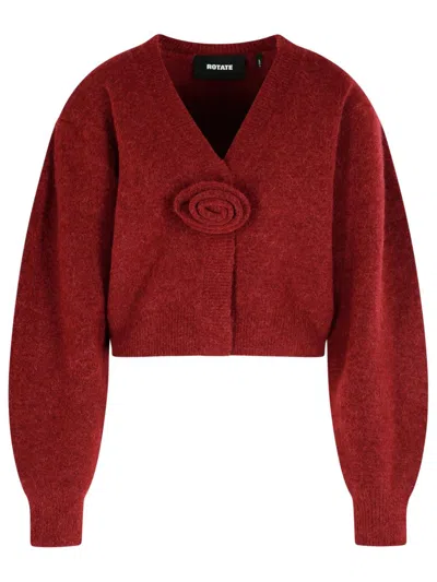 ROTATE BIRGER CHRISTENSEN ROTATE BURGUNDY ALPACA BLEND CARDIGAN