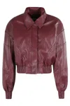 Rotate Birger Christensen Rotate Silk-finish Bomber Jacket With Ribbed Cuffs In Burgundy