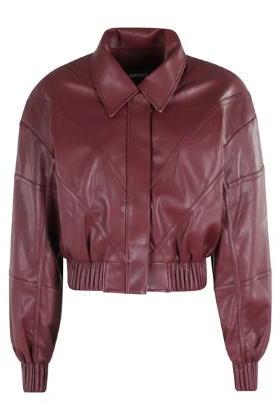 ROTATE BIRGER CHRISTENSEN ROTATE BURGUNDY BOMBER JACKET WITH CLASSIC COLLAR