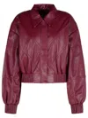Rotate Birger Christensen Rotate Silk-finish Bomber Jacket With Ribbed Cuffs In Burgundy