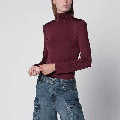 Rotate Birger Christensen Rotate Burgundy Scarf-detail Top In Purple