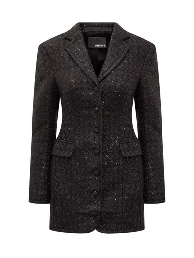 Rotate Birger Christensen Rotate Buttoned Longline Coat In Black