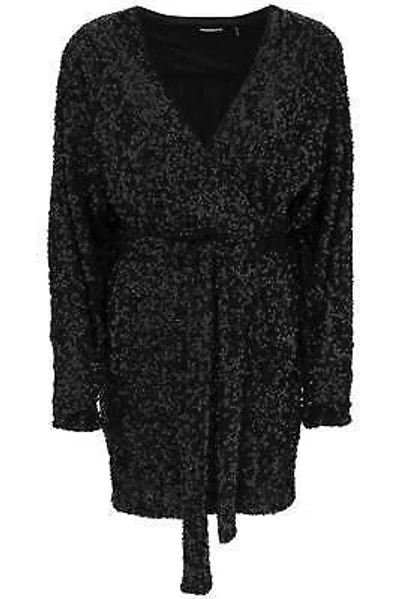 Pre-owned Rotate Birger Christensen Rotate By Birger Christensen 'samantha' Sequined Mini Dress In Black