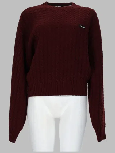 Rotate Birger Christensen Rotate Cashmere Blend Knit Sweater For Women In Burgundy