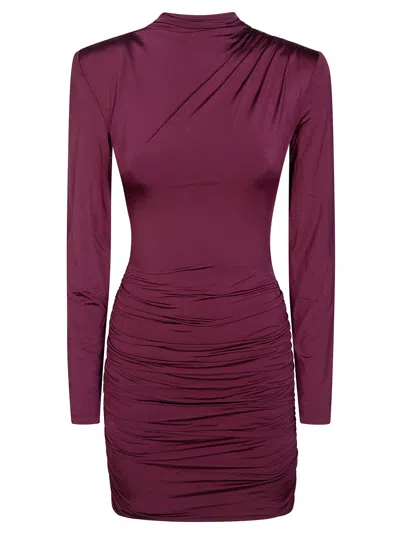 Rotate Birger Christensen Rotate Chic Draped Mini Dress In Purple