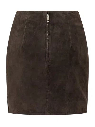 Rotate Birger Christensen Rotate Chic Leather Mini Skirt In Ganache