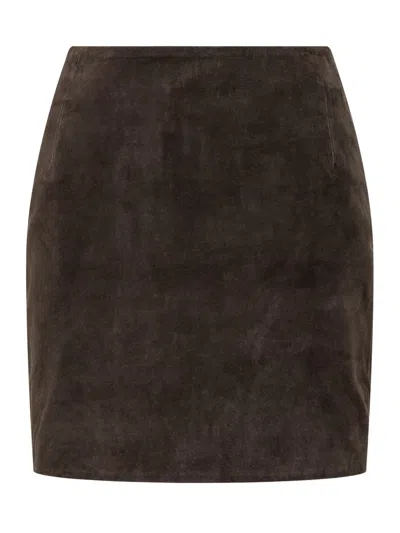 Rotate Birger Christensen Rotate Chic Leather Mini Skirt In Brown