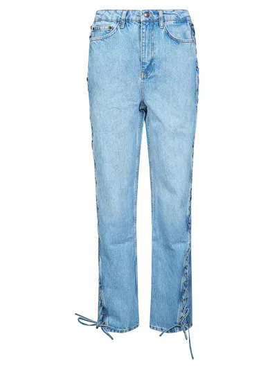 Rotate Birger Christensen Rotate Classic Straight-leg Jeans With Lace Details For Women In Blue