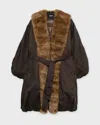 Rotate Birger Christensen Rotate Donatella Faux Fur Collar Coat In Brown
