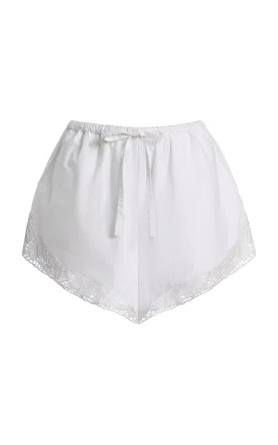 Rotate Birger Christensen Rotate Cotton Drawstring Shorts In White