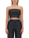 Rotate Birger Christensen Rotate Structured Strapless Crop Top In Black
