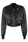 Rotate Birger Christensen Rotate Cropped Braided Bomber Jacket In Black