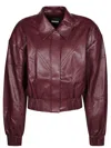 Rotate Birger Christensen Rotate Silk-finish Bomber Jacket With Ribbed Cuffs In Burgundy