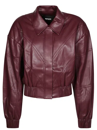 ROTATE BIRGER CHRISTENSEN ROTATE CROPPED BURGUNDY BOMBER JACKET