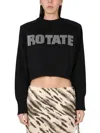 Rotate Birger Christensen Rotate Birgerchristensen Cropped Shirt With Logo In Black