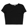 Rotate Birger Christensen Rotate Crystal Logo Cropped T-shirt In Black