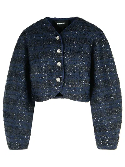ROTATE BIRGER CHRISTENSEN ROTATE DARK BLUE POLYESTER SHORT JACKET