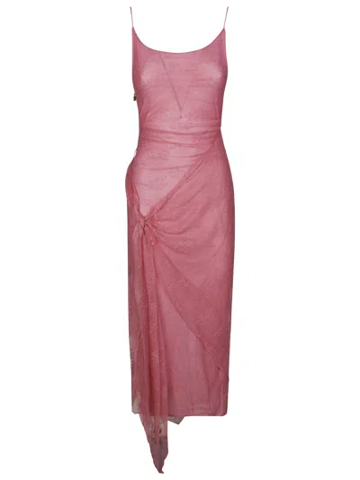 Rotate Birger Christensen Rotate Draped Lace Overlay Mini Dress