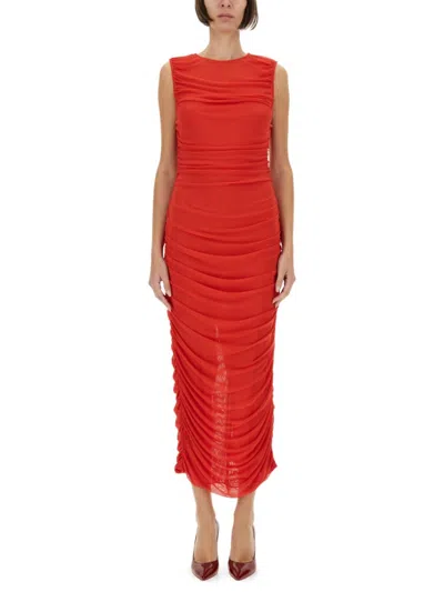 ROTATE BIRGER CHRISTENSEN ROTATE DRAPED RED MAXI DRESS