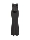 Rotate Birger Christensen Rotate Strapless Black Evening Dress With Fitted Bodice And Flowing Skirt In Black