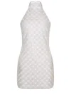 Rotate Birger Christensen Cream Mini Dress With All-over Sequins And Halter Neck In Neutral