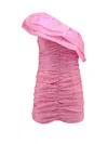 Rotate Birger Christensen Rotate Cameo Pink Sheer Stain Ruffle One Shoulder Mini Dress In Pink