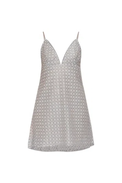 Rotate Birger Christensen Beige Beaded A-line Mini Dress