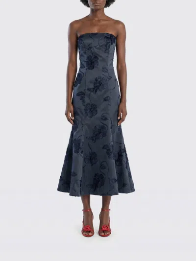 Rotate Birger Christensen Floral Embossed Midi Dress In Blue