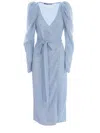 Rotate Birger Christensen Sequined Wrap Midi Dress With Balloon Sleeves In Blue