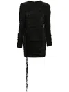 Rotate Birger Christensen Ruffle-detail Mini Dress In Black