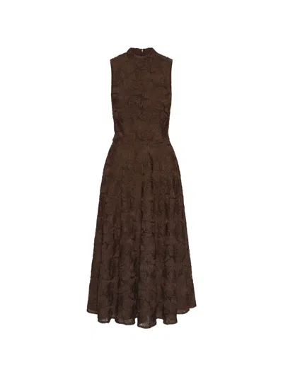 Rotate Birger Christensen Floral Sleeveless Mesh A-line Midi Dress In Multi