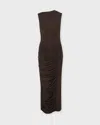 Rotate Birger Christensen Rotate Dressruched Midi In Brown