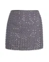 Rotate Birger Christensen Beaded Mini Skirt With Strass And Side Zip Closure In Gray