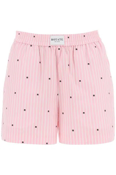 Rotate Birger Christensen Shorts Boxer In Cotone Organico In Rose