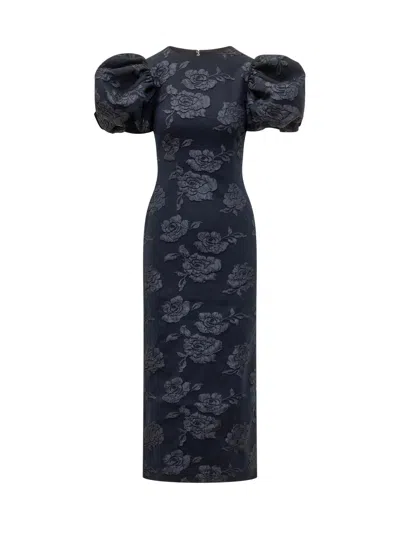 Rotate Birger Christensen Rotate Elegant Midi Suit With Sleeves In Blue