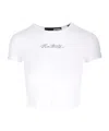 Rotate Birger Christensen Rotate Cropped T-shirt With Embroidered Lurex Logo Women In White