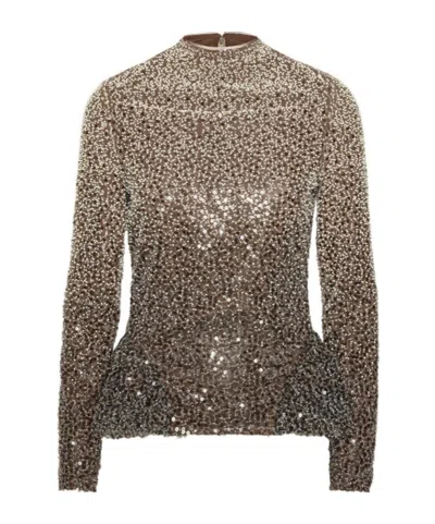 Rotate Birger Christensen Rotate Embellished Long-sleeved Top In Multi