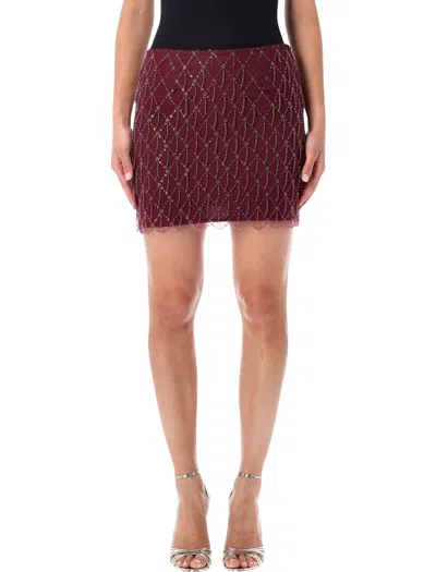Rotate Birger Christensen Rotate Embellished Mini Skirt In Wine Bordeaux