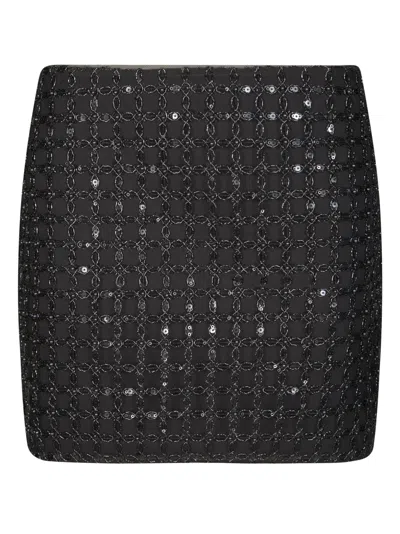 Rotate Birger Christensen Rotate Embroidered Cotton Miniskirt In Black