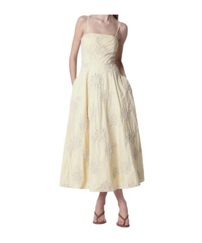 Rotate Birger Christensen Rotate Embroidered Floral Midi Dress In Yellow