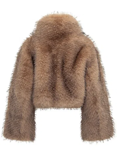 Rotate Birger Christensen Rotate Faux Fur Jacket In Nougat