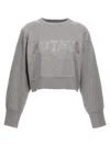 Rotate Birger Christensen Rotate Cropped Sweater With Rhinestone Studded Logo In Gray