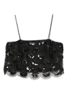 Rotate Birger Christensen Rotate Fitted Black Sequins Crop Top
