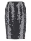 Rotate Birger Christensen Rotate Fitted Grey Skirt With Shimmering Sequin Design In Blue
