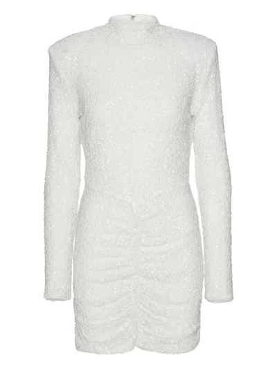 Rotate Birger Christensen Rotate Fitted High Neck Mini Dress In White