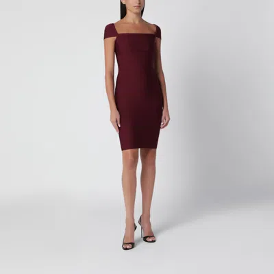 Rotate Birger Christensen Rotate Fitted Midi Dress In Zinfandel Knit In Brown