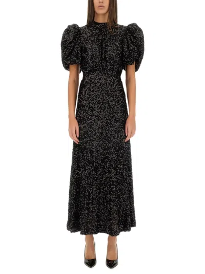 Rotate Birger Christensen Rotate Fitted Midi Dress With Sequins In Black